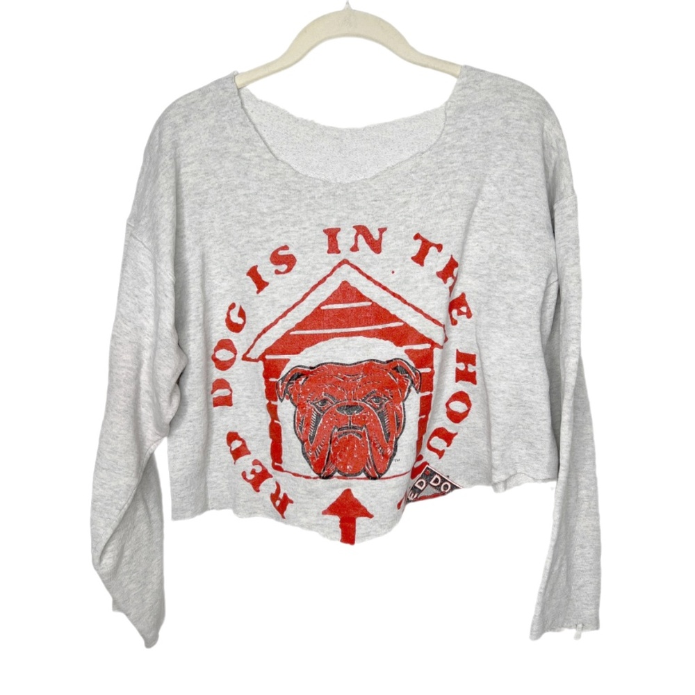 Vintage 90s Cropped Red Dog Dog is in the House Sweatshirt Large